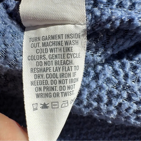 Aerie Dream Sherpa Quarter Zip Sweatshirt Marbled Blue Medium Oversized Pullover - Picture 13 of 13